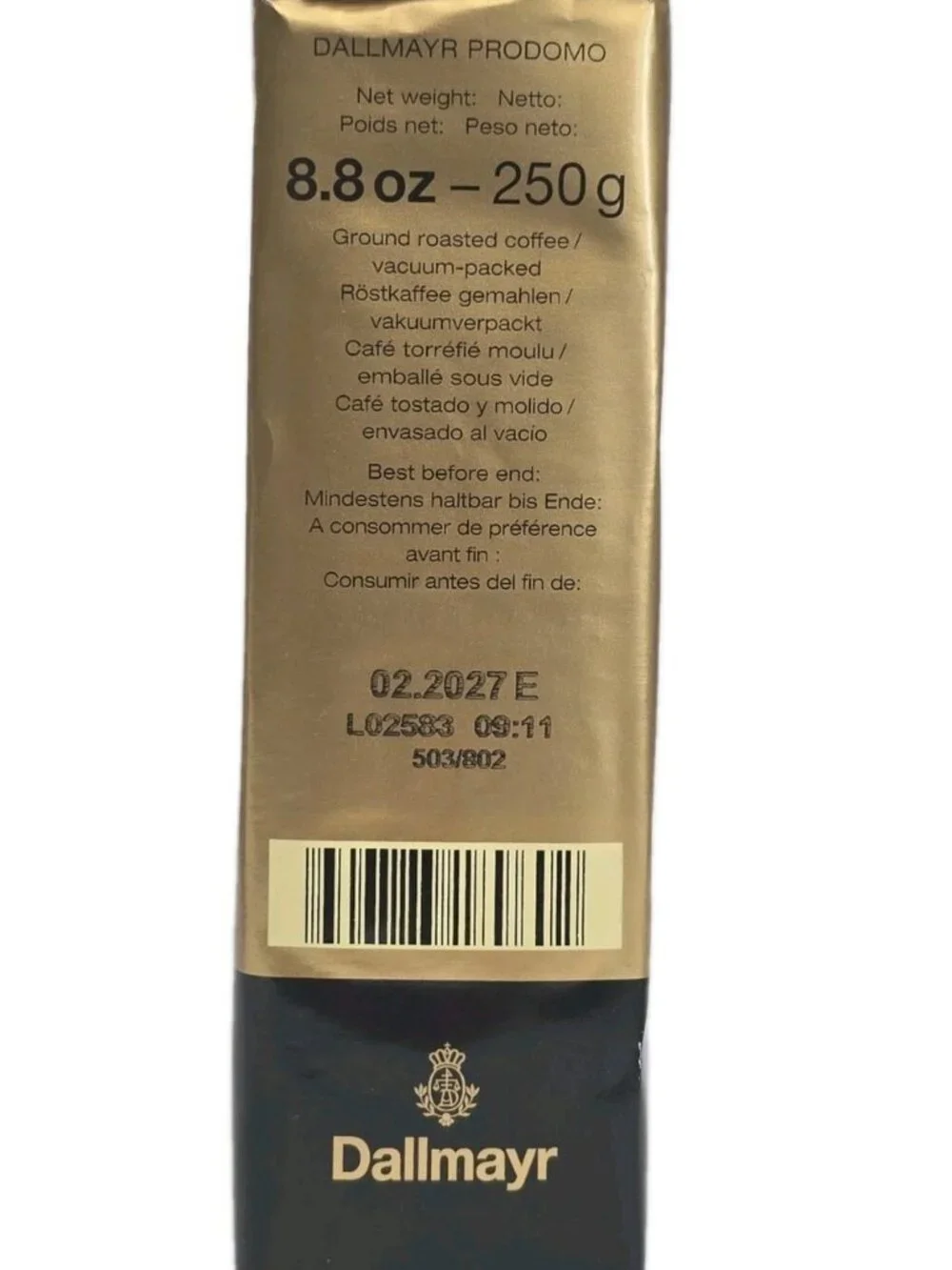 Dallmayr Prodomo Premium Coffee Ground Gold 2-PACK 100% Arabica 8.8 Ounces New